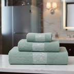 3-piece towel set in ring-spun cotton, includes bath, hand and guest towel