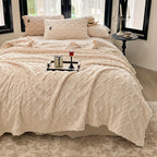 Taffeta blanket all-season lightweight beige polyester single layer soft bedspread