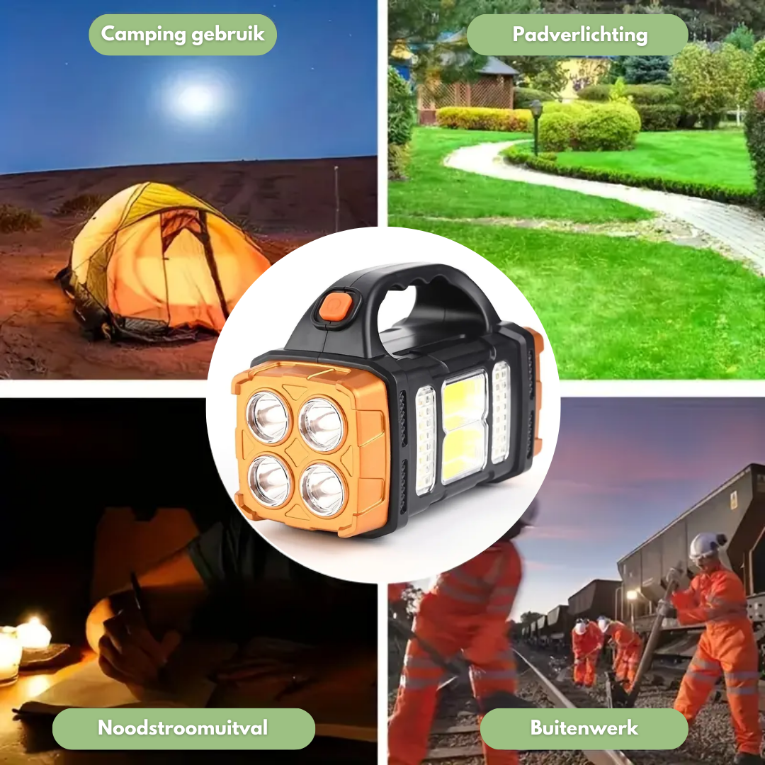 Solar emergency lantern 3-in-1 flashlight and powerbank, IP44 waterproof, 230g portable