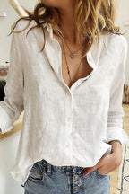 Women's V-neck blouse loose fit lightweight casual chic long sleeve