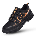Safety shoes with steel toe cap, anti-slip puncture-resistant sole, breathable mesh upper