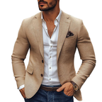 Men's slim fit two button blazer with notch lapel in Brown, Grey and Dark Blue