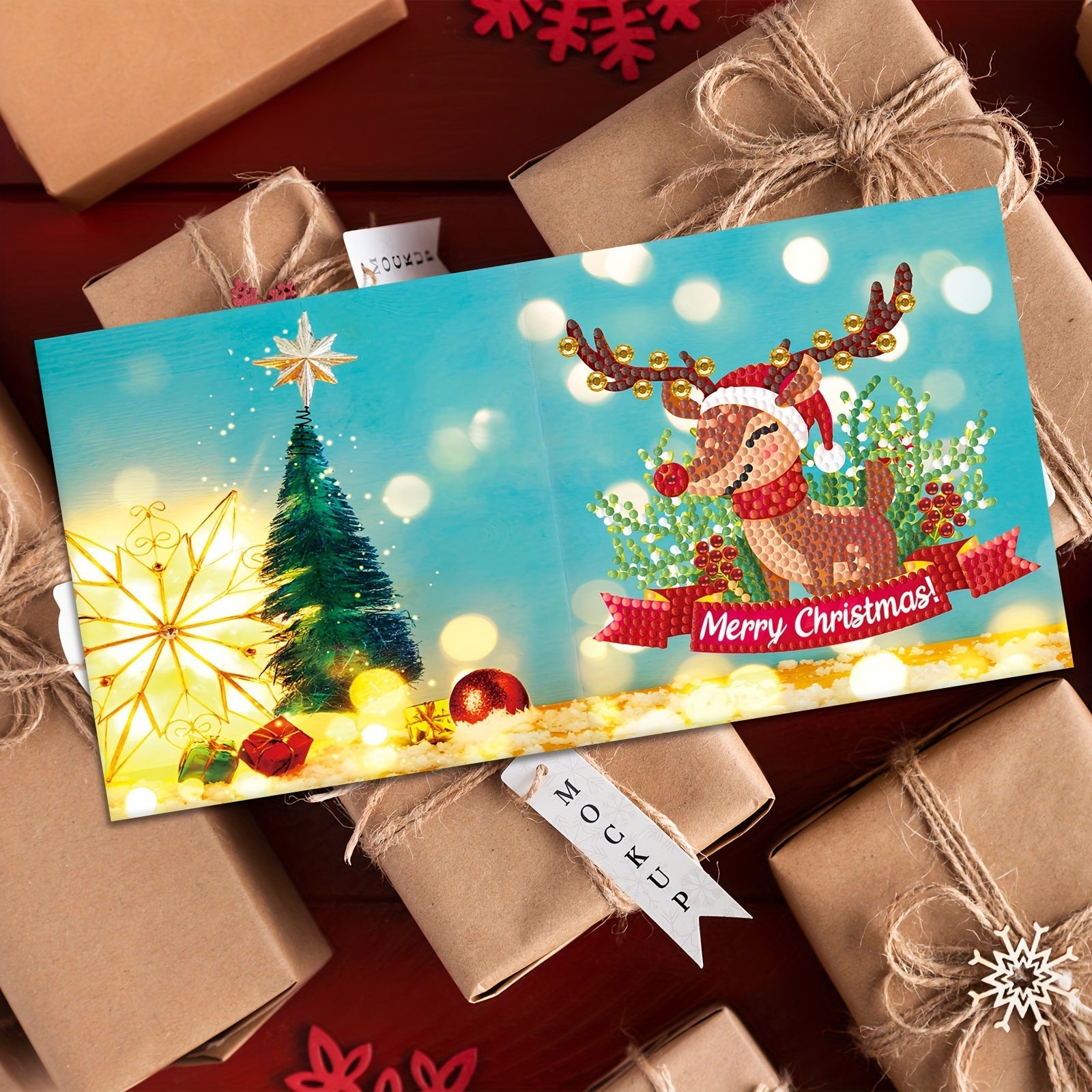 Diamond painting greeting cards 12-piece Christmas and New Year mosaic set