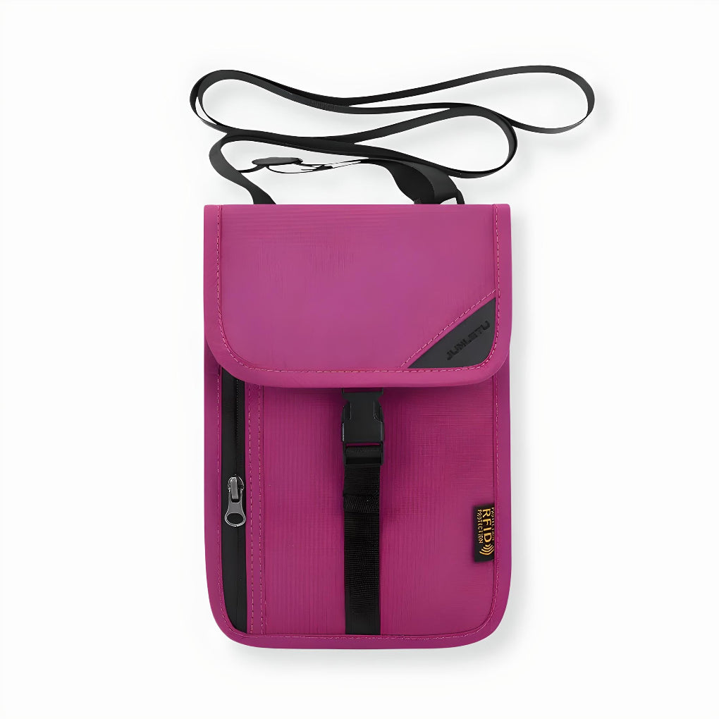 RFID anti-theft travel pouch wallet with multiple compartments