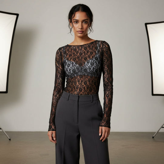 Selina Lace Top - Long Sleeves - Elegant Lace Design