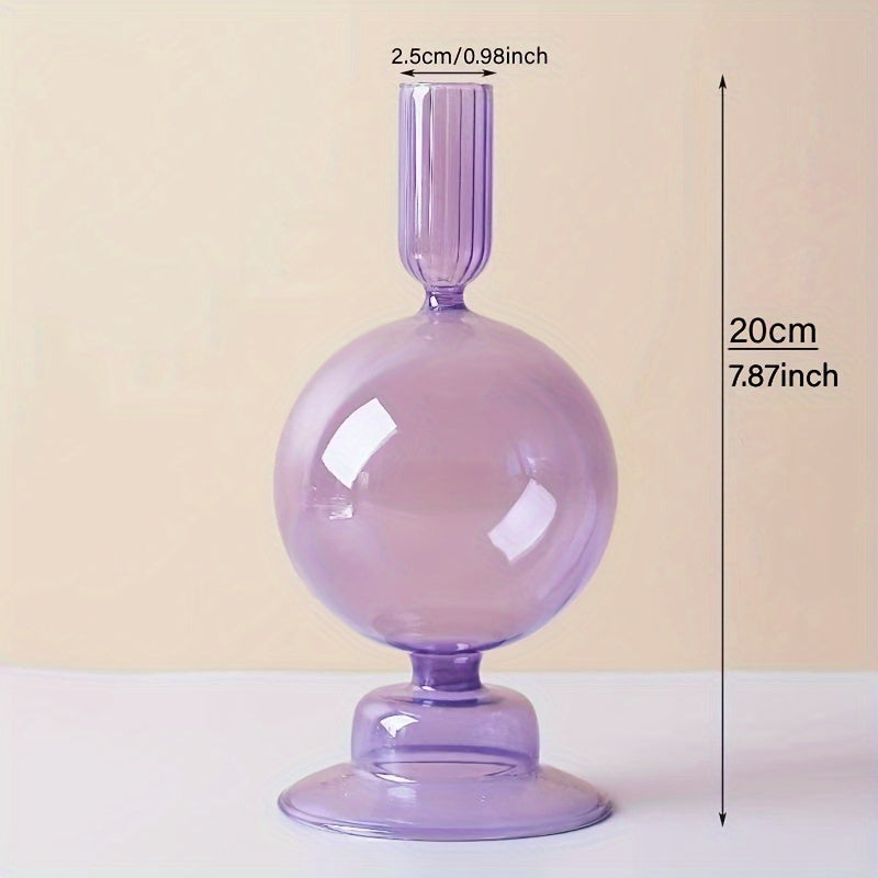 Glass candlestick set minimalist lacquered table decor for romantic dinner