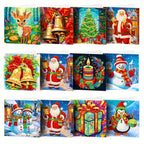 Diamond painting Christmas cards 12-piece set with Santa Claus mosaic design
