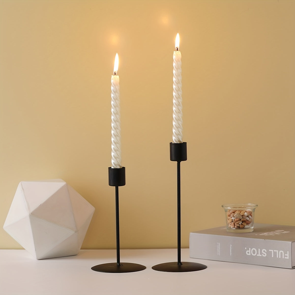 Metal candle holders set of 2, table decoration for wedding, dinner and holidays
