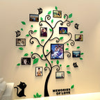 3D acrylic photo tree wall decor, self-adhesive family photo frame display
