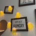 Beer mug LED string lights set of 2, warm white battery powered Oktoberfest fairy lights