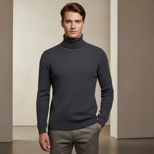 Merino Wool Turtleneck Sweater Men - Fine and Stylish