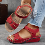 Wedge sandals with orthopedic contoured footbed and adjustable strap, women's summer support sandal