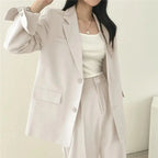 Women's blazer and straight-leg trouser set, solid color co-ord set available in multiple colors