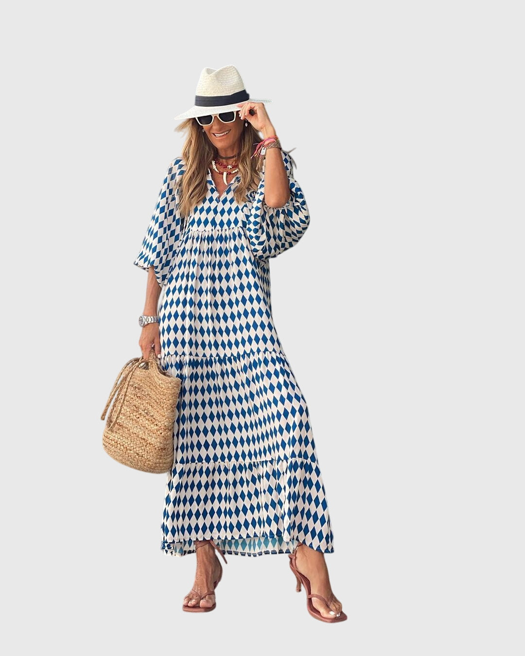 Women boho maxi dress flowing silhouette long sleeve bohemian style