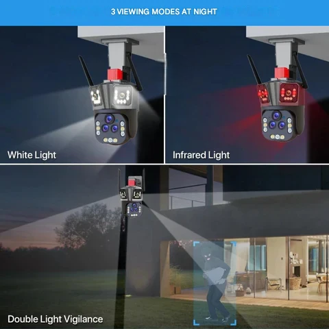 WiFi security camera 10K 20MP with 20x optical zoom and 5 lenses, outdoor surveillance