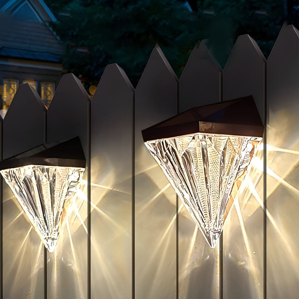 Solar wall lamp black LED waterproof geometric outdoor 2-pack