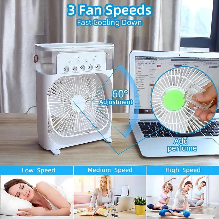 Air cooler fan 3-in-1 white with 7-color LED and 600ml water tank