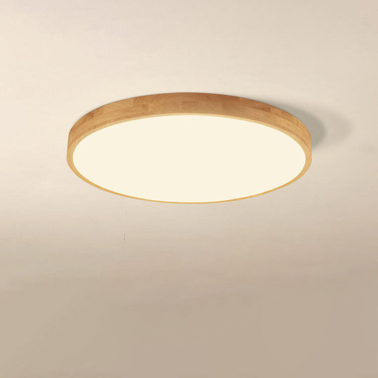 Flush mount ceiling light Nordic solid wood round LED 30CM ultra-thin