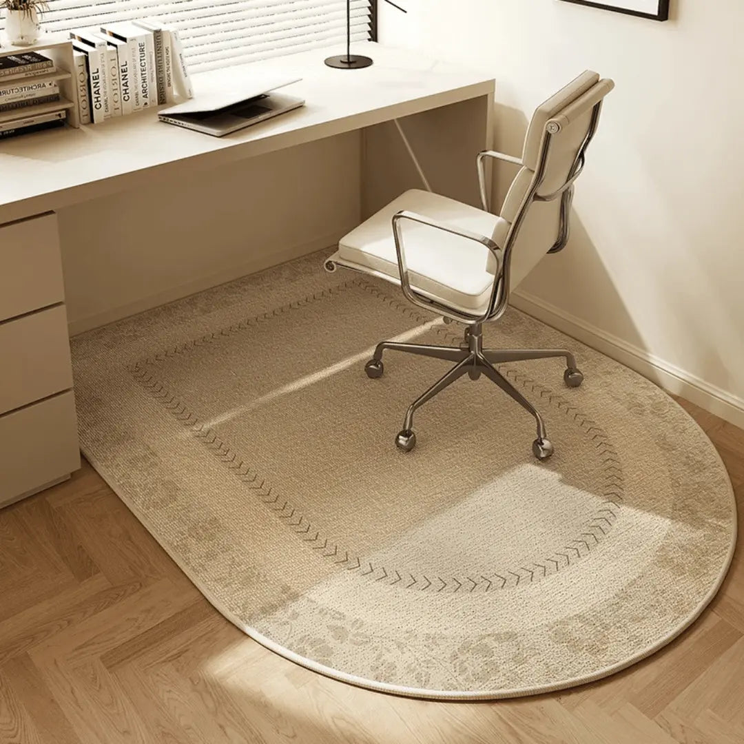 Office chair mat with non-slip backing for floor protection, polyester fleece geometric design