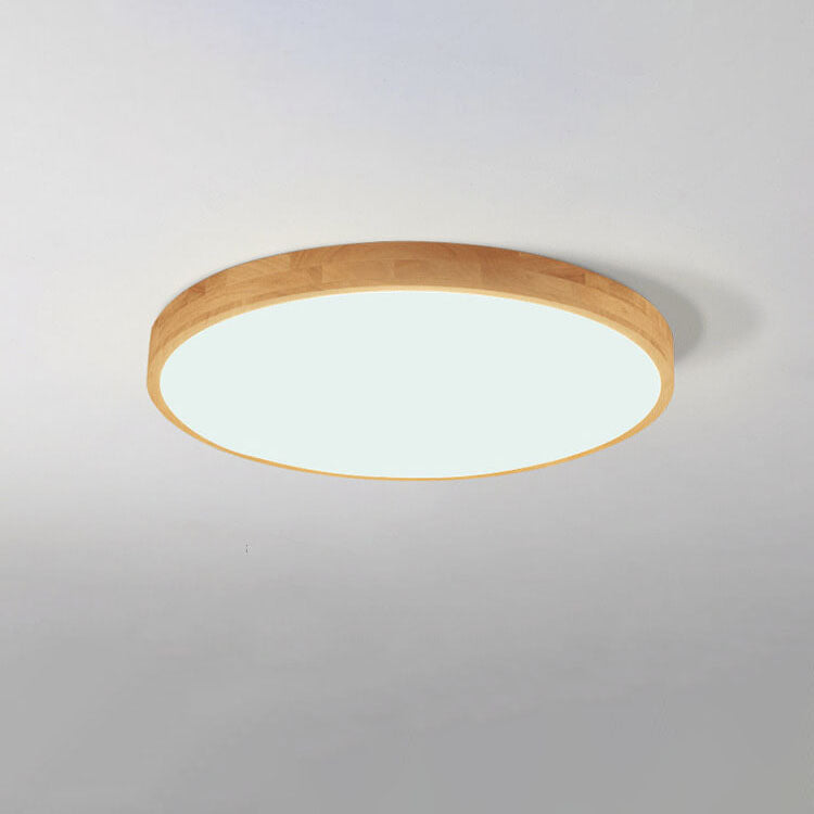 Flush mount ceiling light Nordic solid wood round LED 30CM ultra-thin