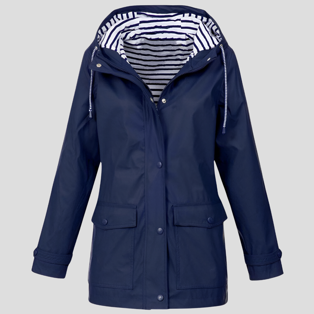 Women hooded water-resistant windproof jacket lightweight polyester