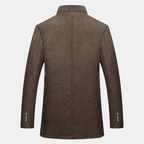 Men's wool coat with stand collar and quilted lining, autumn winter outerwear