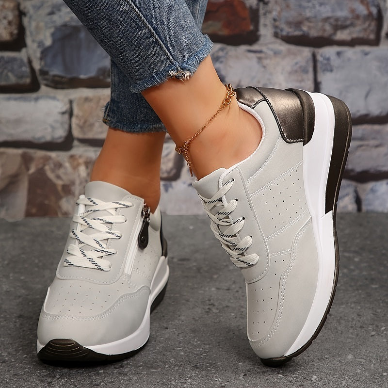 Orthopedic sneakers with height boosting cushioned sole and arch support