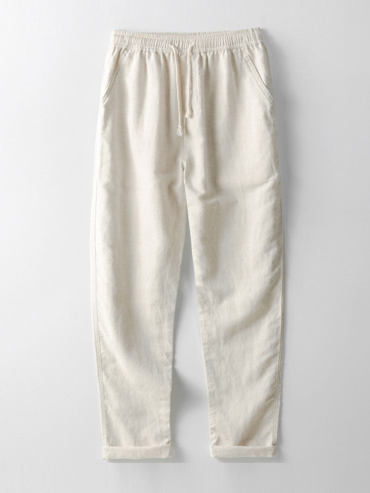 Men's summer outfit set lightweight linen shirt and trousers relaxed fit