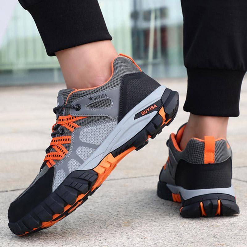 Men's steel toe safety shoes anti-smash slip-resistant grey work shoes