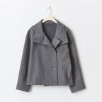 Women's short double-breasted coat in black, navy, beige and dark grey, classic fit