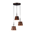 Pendant lamp rustic wooden bucket shade industrial style 1 or 3 light
