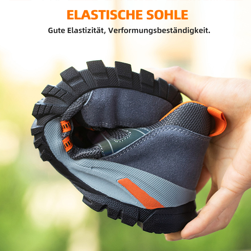 Safety shoes with steel toe cap, non-slip outsole and reflective strips