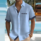 Men's short sleeve summer shirt, breathable lightweight cotton blend, S to 3XL