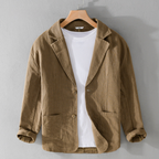 Men's linen blazer relaxed fit, breathable summer jacket