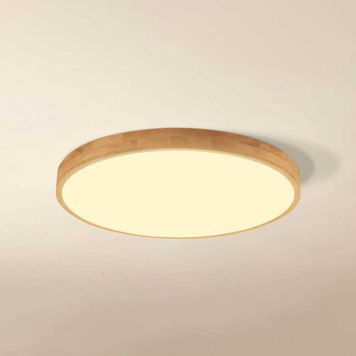 Flush mount ceiling light Nordic solid wood round LED 30CM ultra-thin