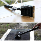 BBQ grill brush 3-in-1 with scraper and sponge, black
