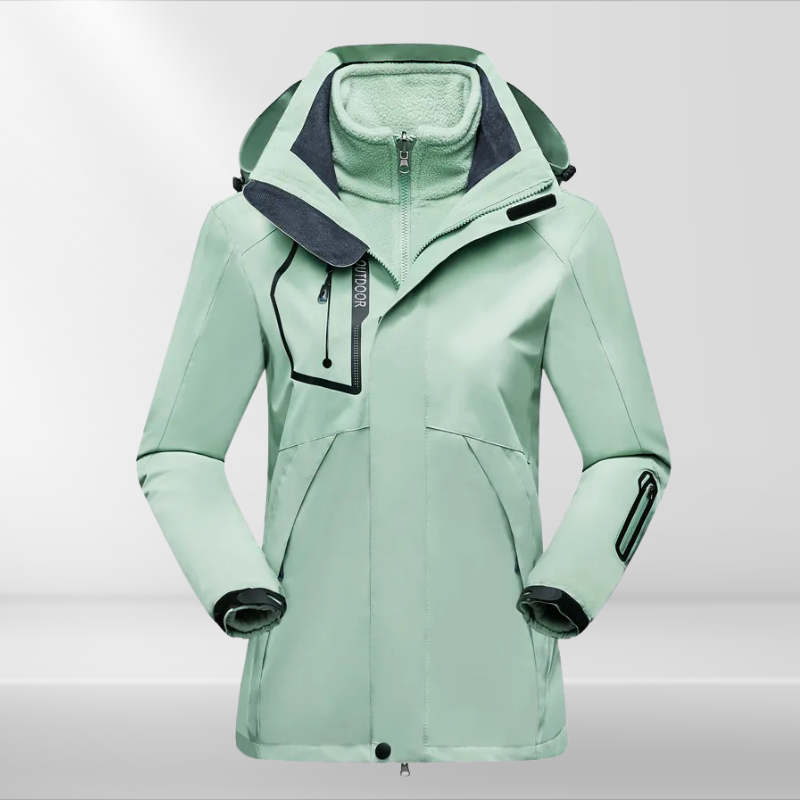 Women 3 in 1 waterproof jacket with removable fleece inner layer