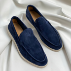 Men's vintage PU leather slip-on loafers in black, brown and navy