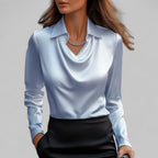 Women's draped collar blouse regular fit, long sleeve business casual style