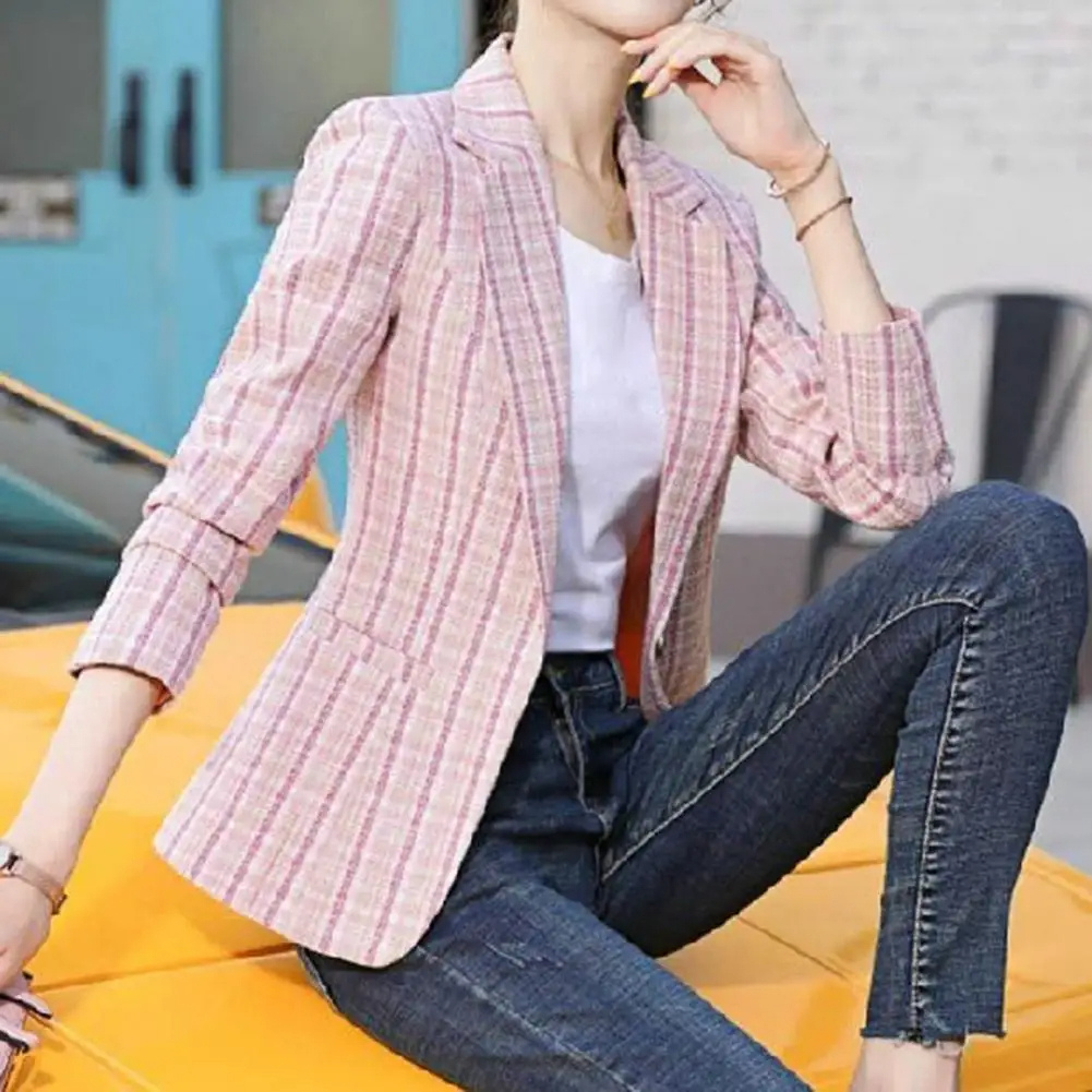 Women's single button office blazer, lightweight business casual jacket