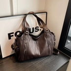 Women's vegan leather shoulder bag crossbody, multiple pockets everyday handbag