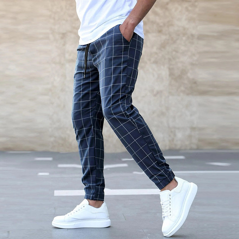 Men's plaid jogger pants relaxed fit casual everyday wear