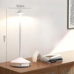 LED table lamp rechargeable aluminium cone with touch dimming, cordless desk lamp