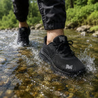Men orthopedic sneakers wide toe box arch support breathable knit black