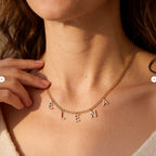 Personalized zirconia letter necklace Cuban link chain with multiple pendants