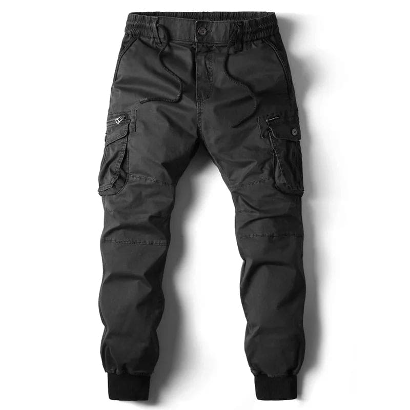 Men cargo joggers tapered fit with utility pockets and elastic drawstring waist