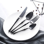 24-piece stainless steel cutlery set with polished finish, dishwasher safe
