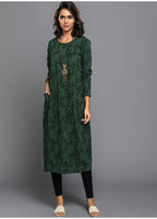 Midi dress with pockets, long sleeve floral cotton blend, mid-calf length