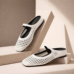 Women's woven mule flats with orthopedic sole, backless slip-on style in 6 colors