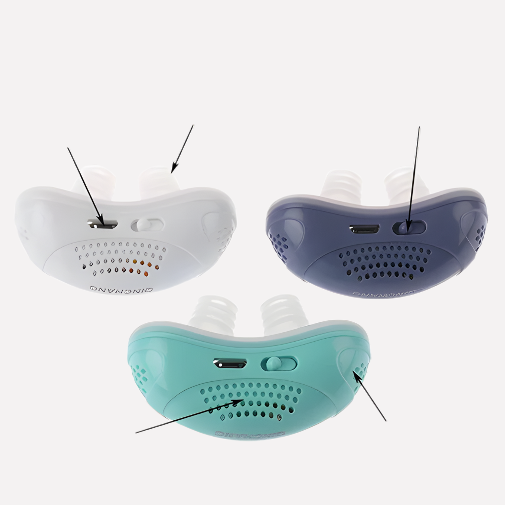 Anti-snoring device with USB rechargeable design for nasal airflow support and quiet sleep